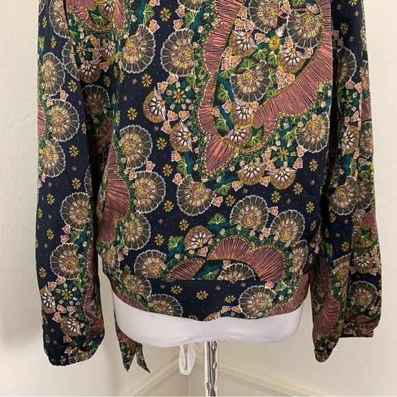Point Sur Abstract Floral Wrap Top Size M Artsy Kimono Tie - Picture 7 of 16